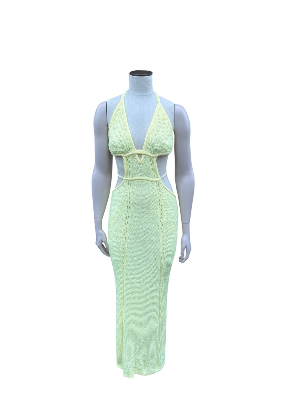 Backless Halter beach Maxi Dress yellow